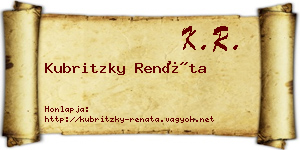 Kubritzky Renáta névjegykártya